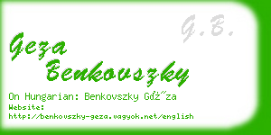 geza benkovszky business card